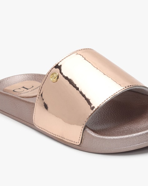 Womens rose 2024 gold slides