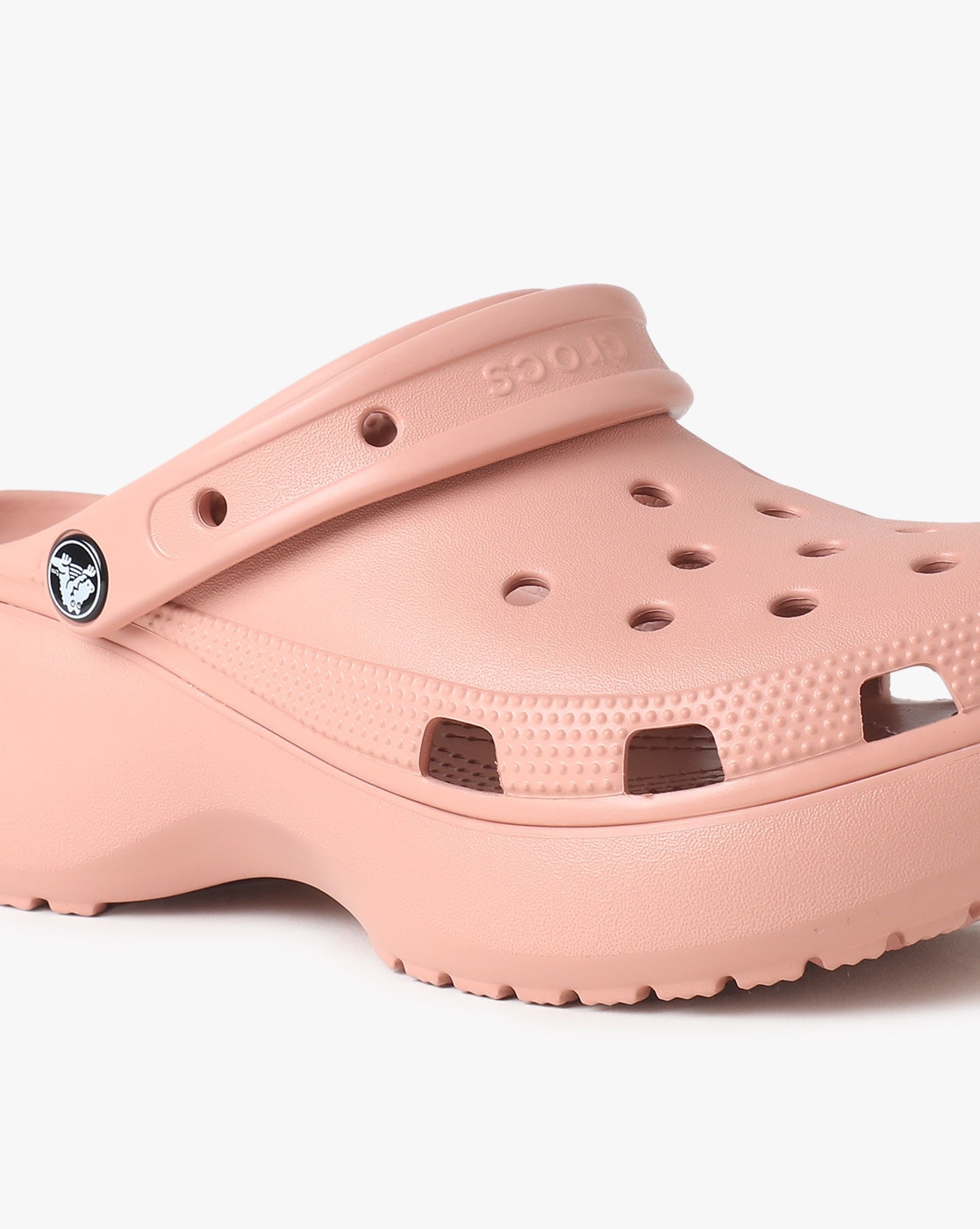 peach fuzzy crocs