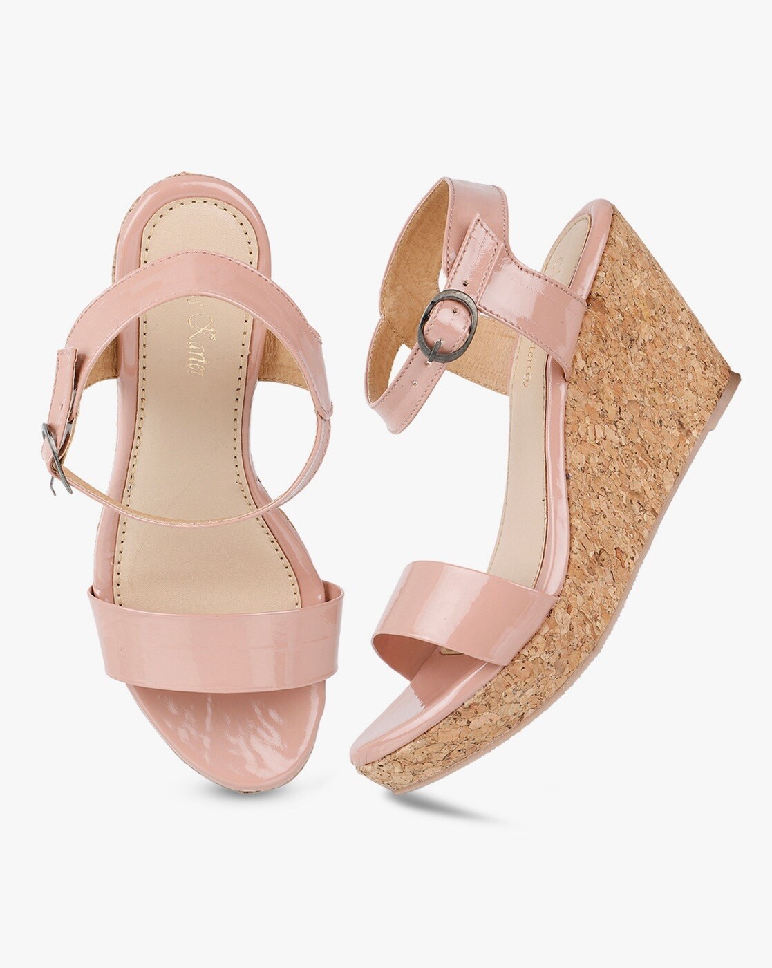 Buy online Women Solid Pink Ankle Strap Wedge Heel Sandal from heels for  Women by Xe Looks for ₹799 at 66% off | 2024 Limeroad.com