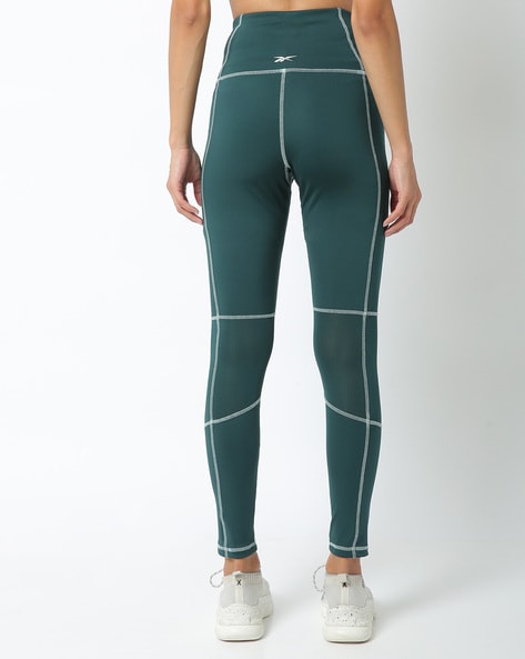 Buy Green & White Leggings for Women by Reebok Online