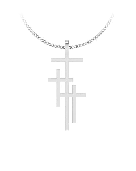 14k White Gold Diamond Baby Cross Necklace - Isaac Jewelers