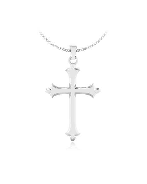 Symbols Of Faith Pewter Crystal Small Cross Pendant Necklace 16