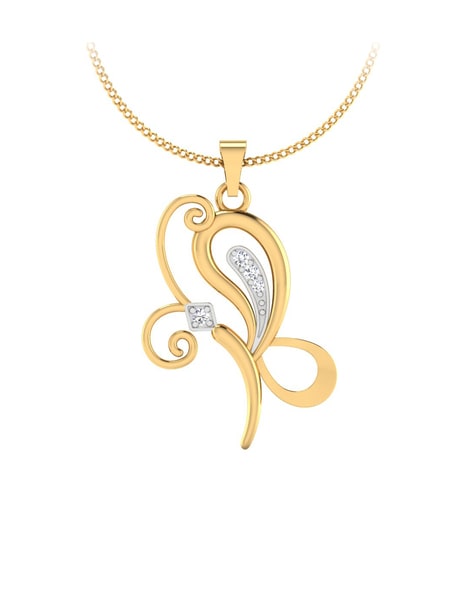 Butterfly's Outline Diamond Pendant In Pure Gold By Dhanji Jewels