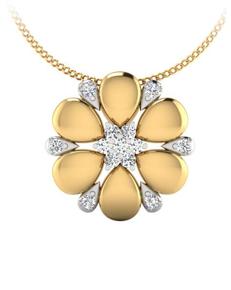 Iski Uski Flower 18 KT Yellow Gold Diamond Pendant
