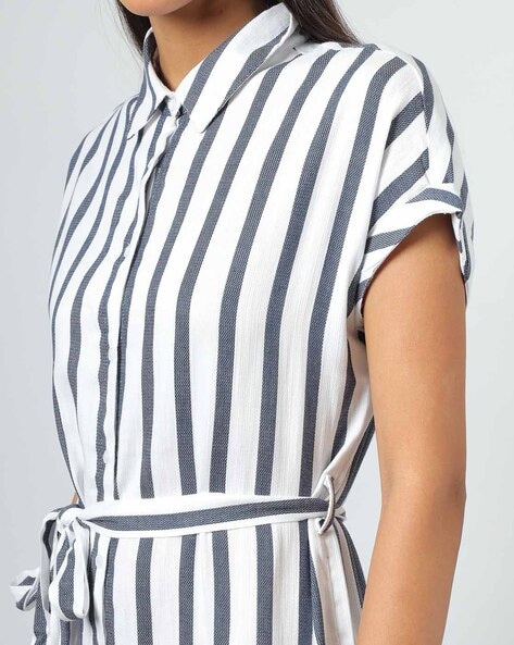 Ladies Stripes Cotton Shirt Dress With Belt at Rs 549, Women Dresses in  Jaipur