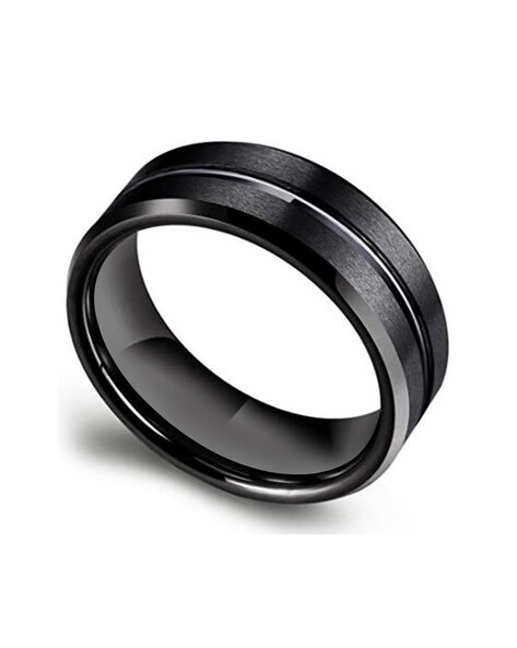 MEENAZ black ring for men boys gents girls thumb band stylish daily simple  plain design Metal, Alloy, Steel, Stainless Steel Titanium, Black Silver  Plated Ring Price in India - Buy MEENAZ black