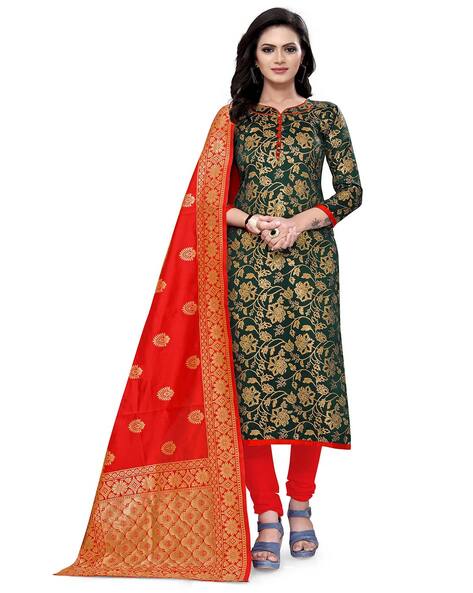 Voilet colour,Banarasi dress materials,salwar kameez dupatta,unstitched suit,free  size,front embroidery : Amazon.in: Fashion