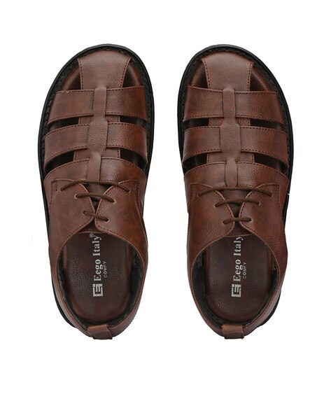 Comfortable Brown Leather Strappy Platform Sandals Gladiator Sandals Greek  Style Tie up Summer Shoes Open Toe Dressy Flatform Sandals - Etsy