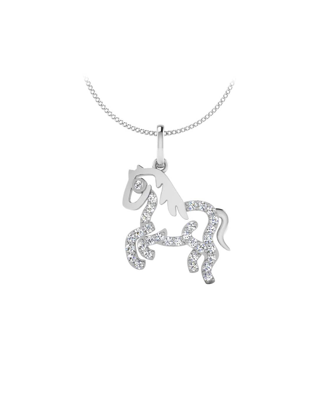 white gold horse necklace