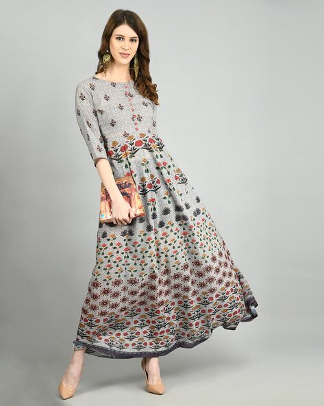 Floral Print Fit & Flare Maxi Dress