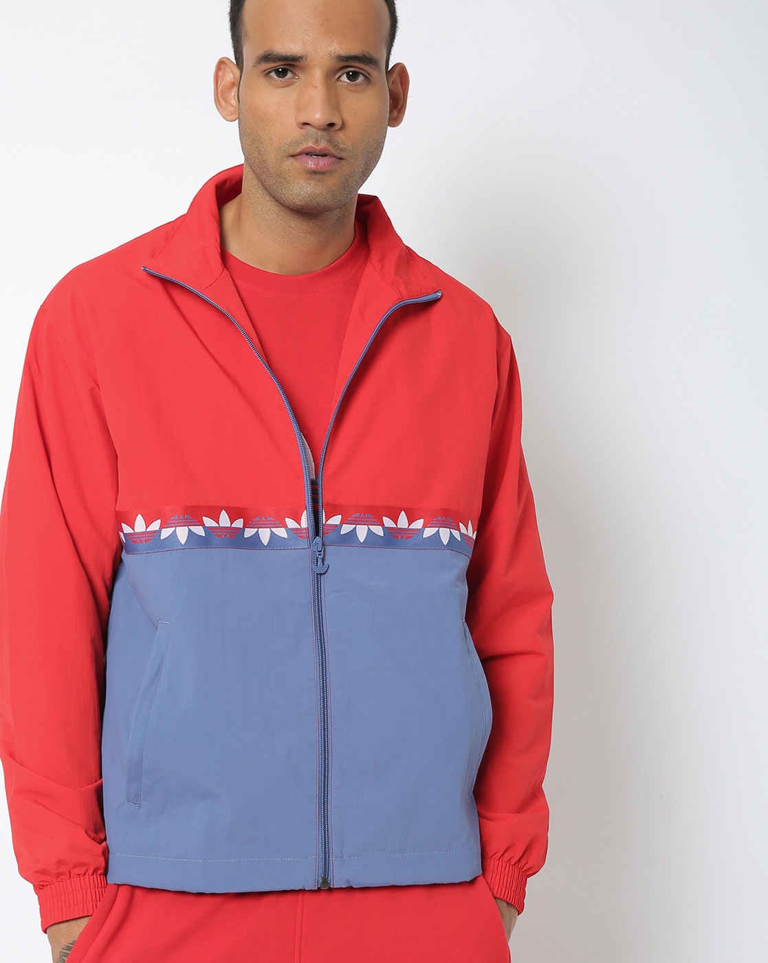 Adidas blue on sale and red jacket