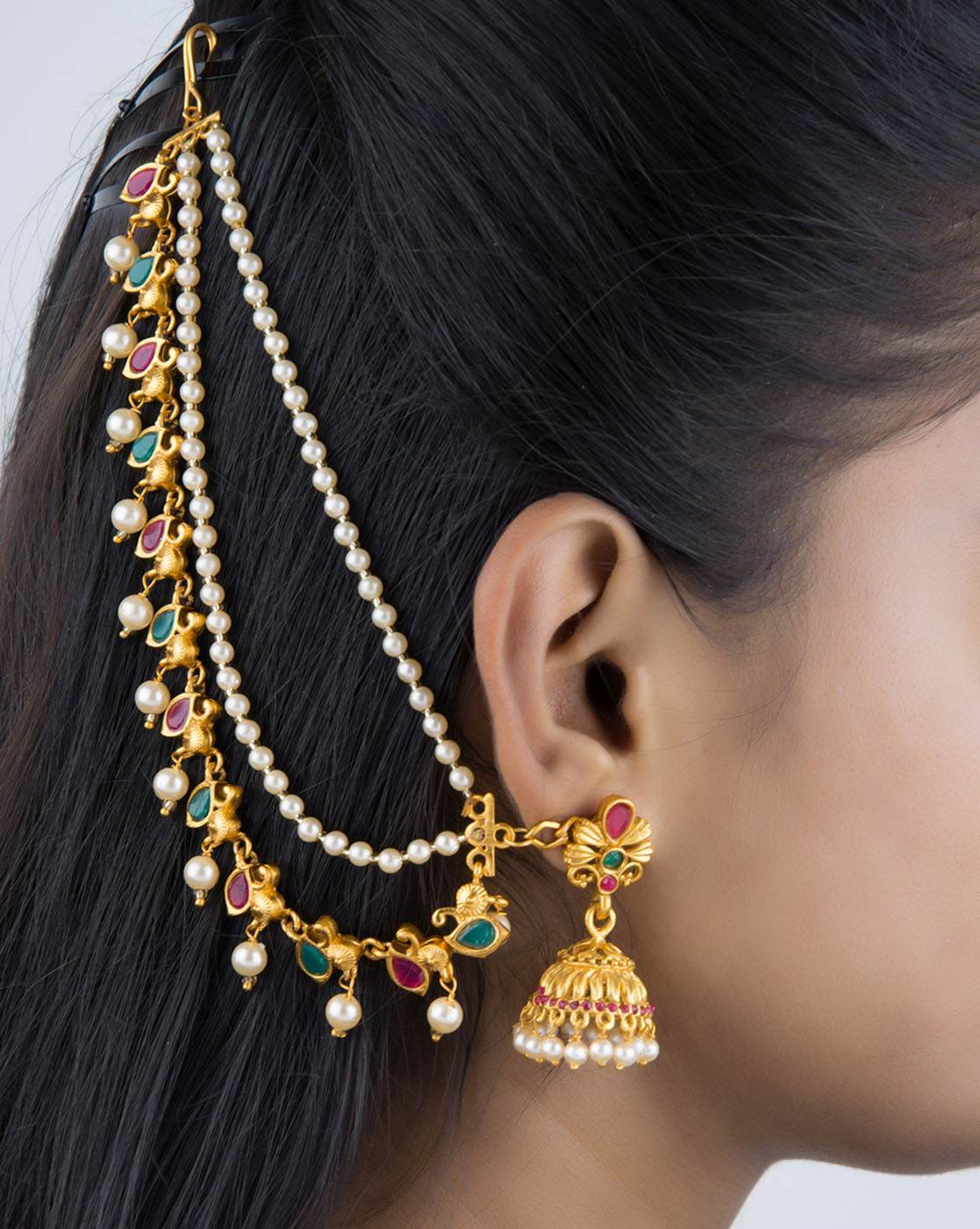 Traditional jimmiki with side mattal Earring