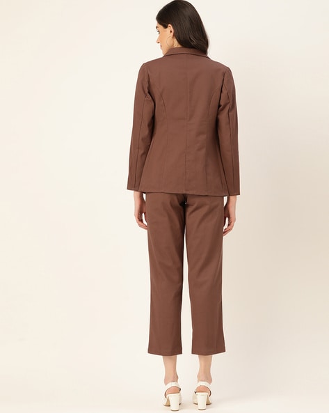Women Brown Kurta with Trousers & With Dupatta – Inddus.com