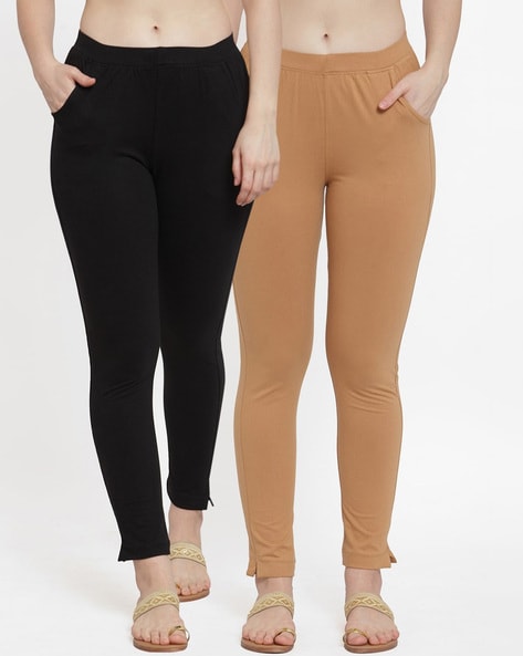 Buy Brown & Off White Leggings for Women by TAG 7 Online