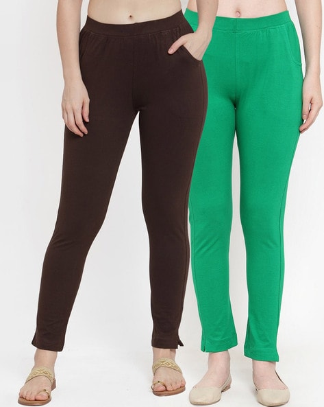 Buy Brown & Green Leggings for Women by Tag 7 Plus Online