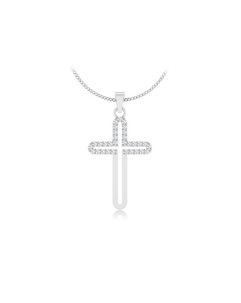 Custom Diamond Cross Necklace in 14kt White Gold - Moriartys Gem Art