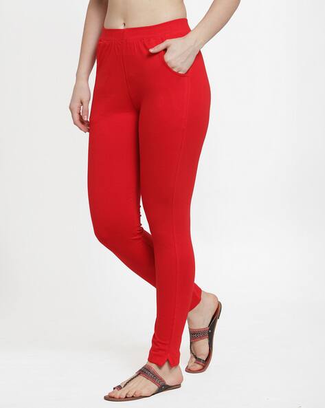 Buy Red \u0026 White Leggings for Women by 