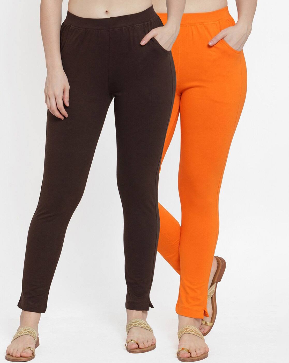 Buy Orange \u0026 Brown Leggings for Women 
