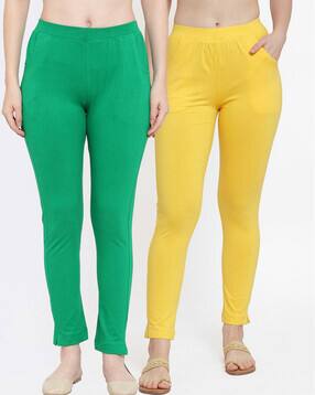 Buy Green \u0026 White Leggings for Women by 