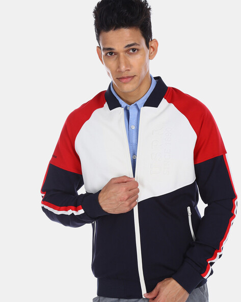 Red white and hot sale blue polo jacket