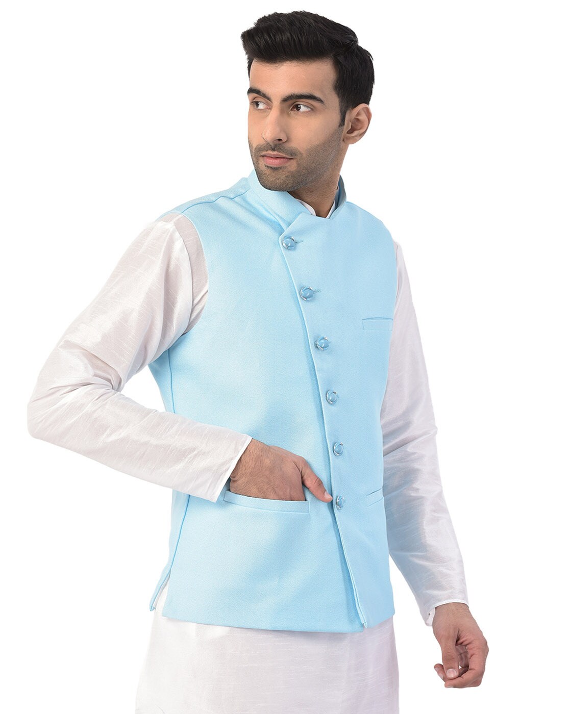 nehru jacket light blue