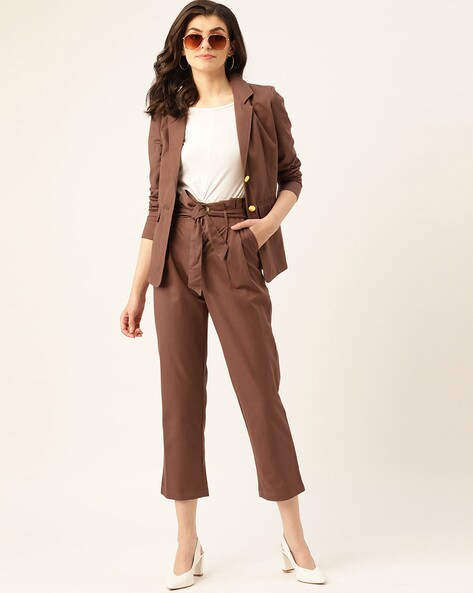 Women's Pleated Wool Trouser in Dark Camel | Sunspel