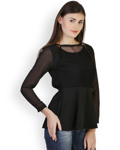 Boat neck peplum store top