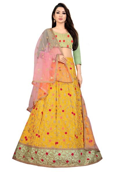 Buy Ethnic Empire Women's Grey Color Embroidery Work Lehenga Choli at  Amazon.in