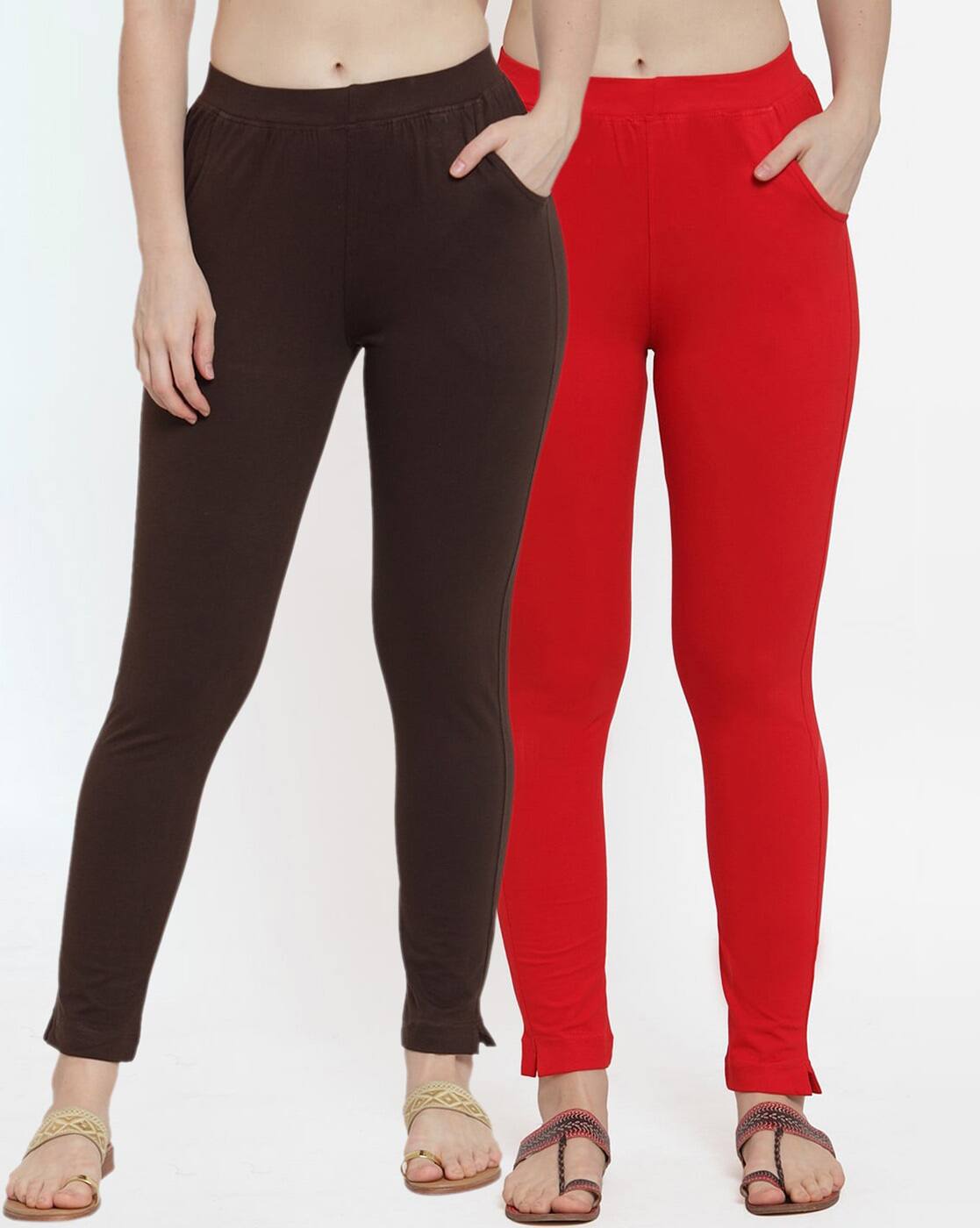Buy Red \u0026 Brown Leggings for Women by 