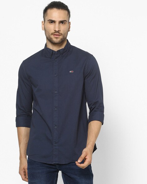 Tommy hilfiger dark blue hot sale shirt