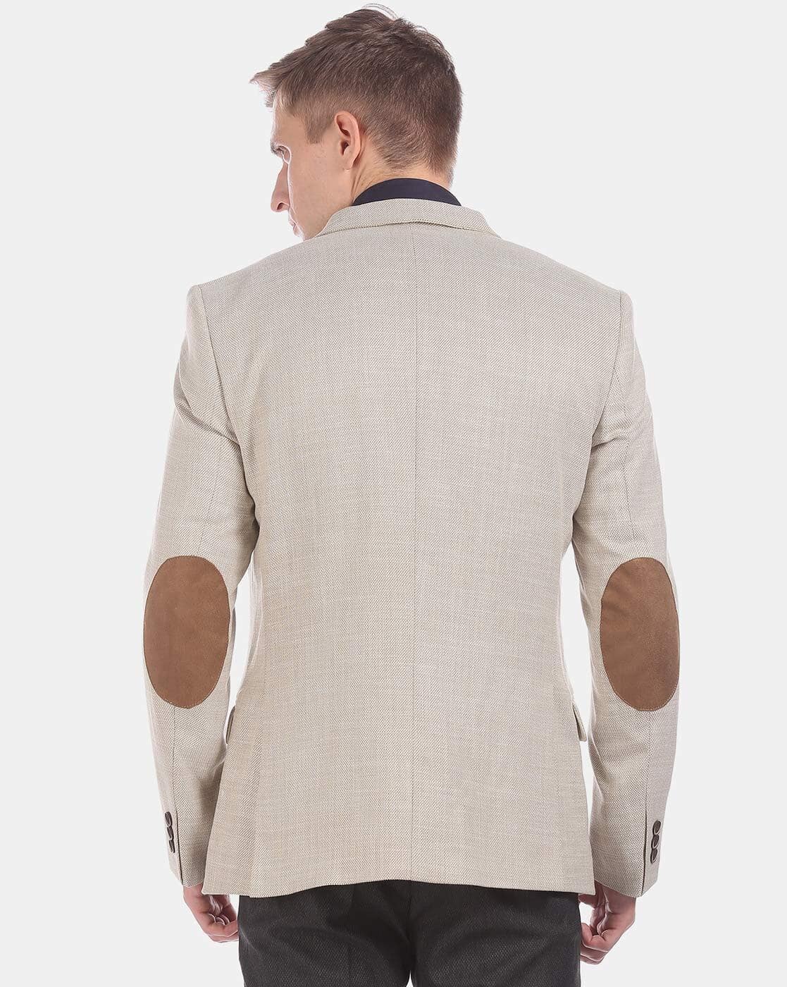 Textured Slim Fit Blazer with Elbow Patch