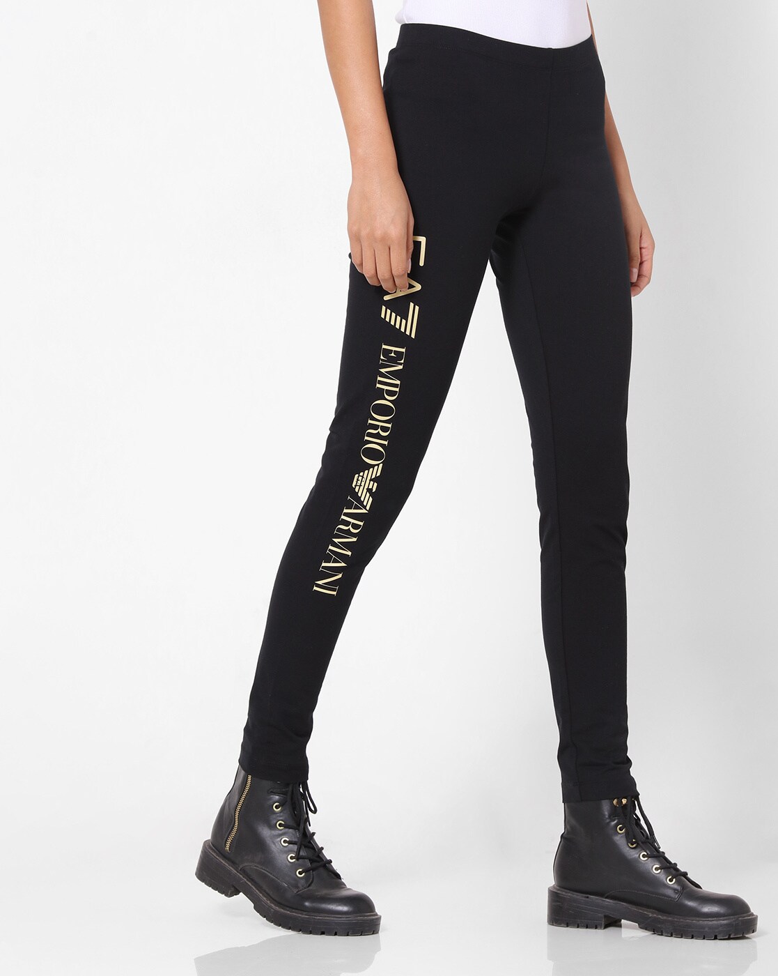 EA7 Emporio Armani Leggings With Logo in Black | Lyst