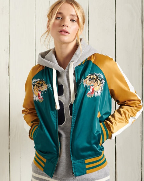 Womens Green Varsity Jacket