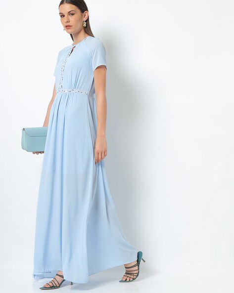 light blue flare dress