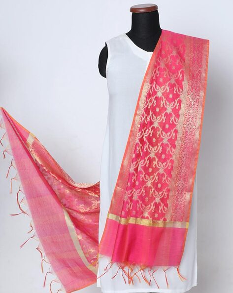 Jaquard Dupatta with Tassels Price in India