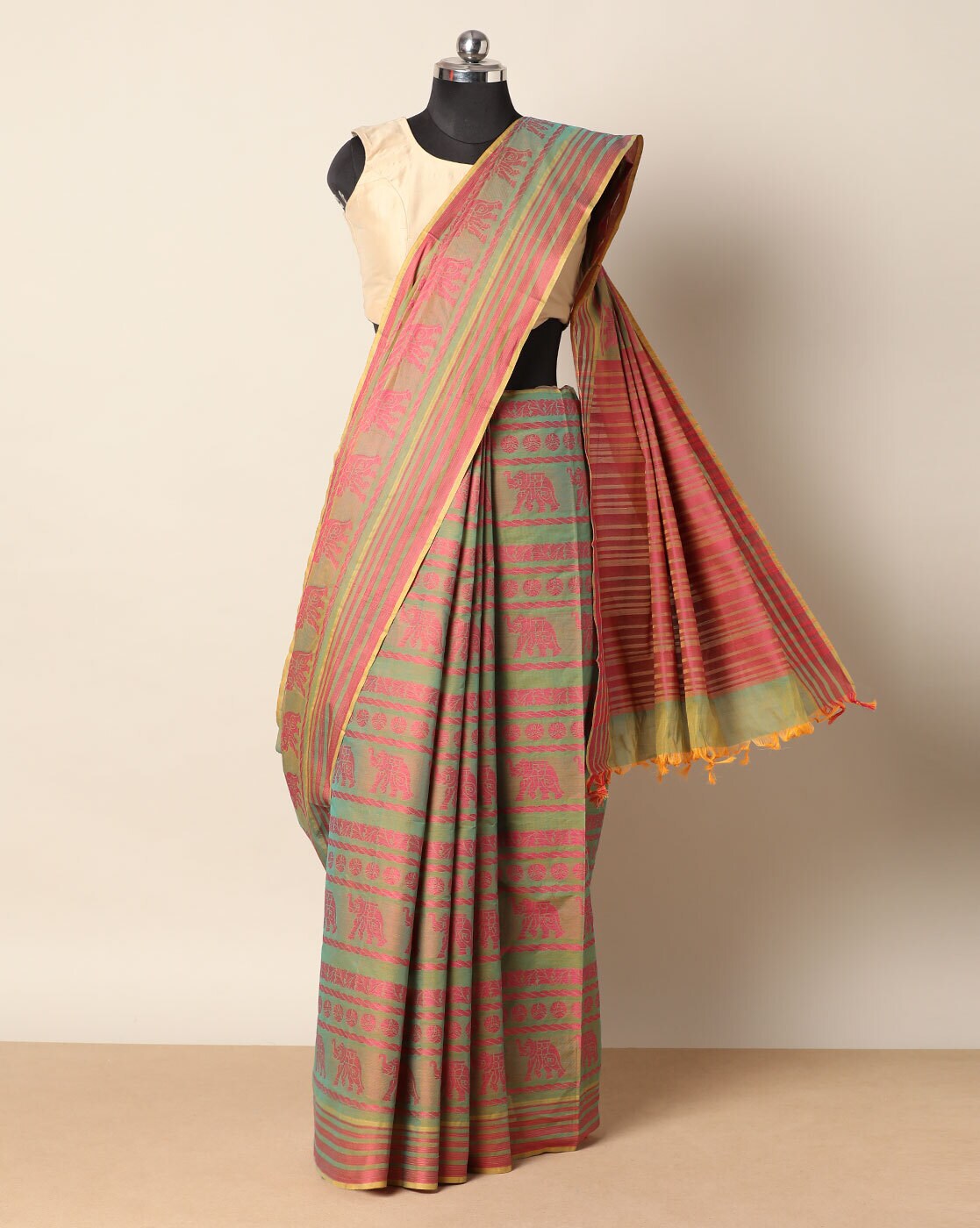 Buy Peach Sarees for Women by Indie Picks Online | Ajio.com