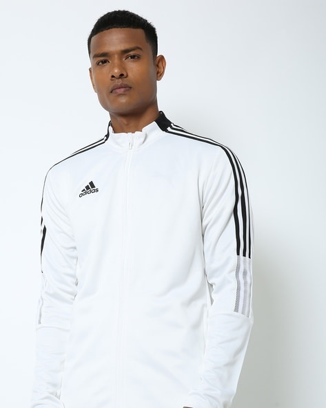 Buy Adidas White Regular Fit Self Pattern Hooded Jacket for Mens Online @  Tata CLiQ