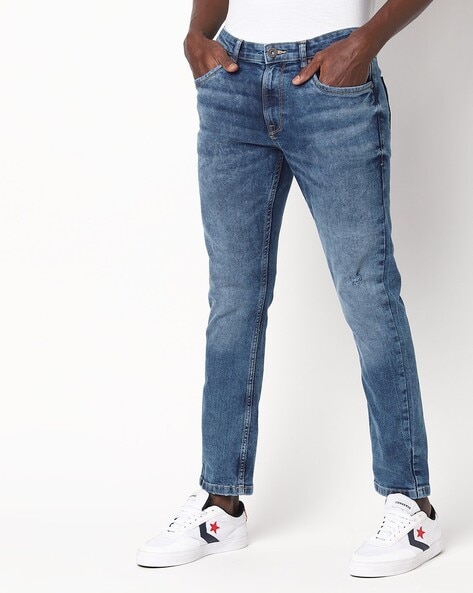 Only & Sons Avi tapered cropped jeans in grey acid wash | ASOS