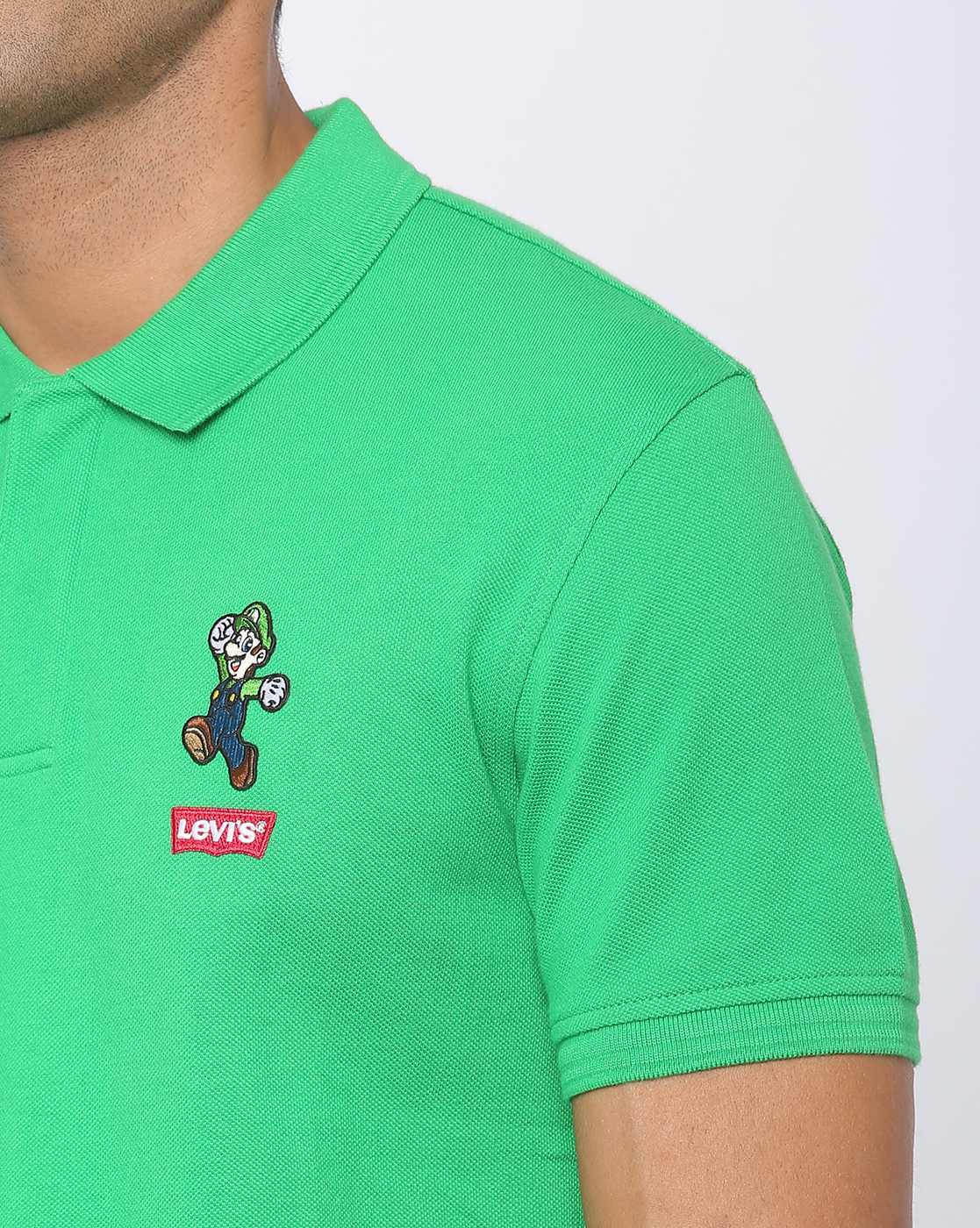 Cotton Polo T shirt with Mario Applique