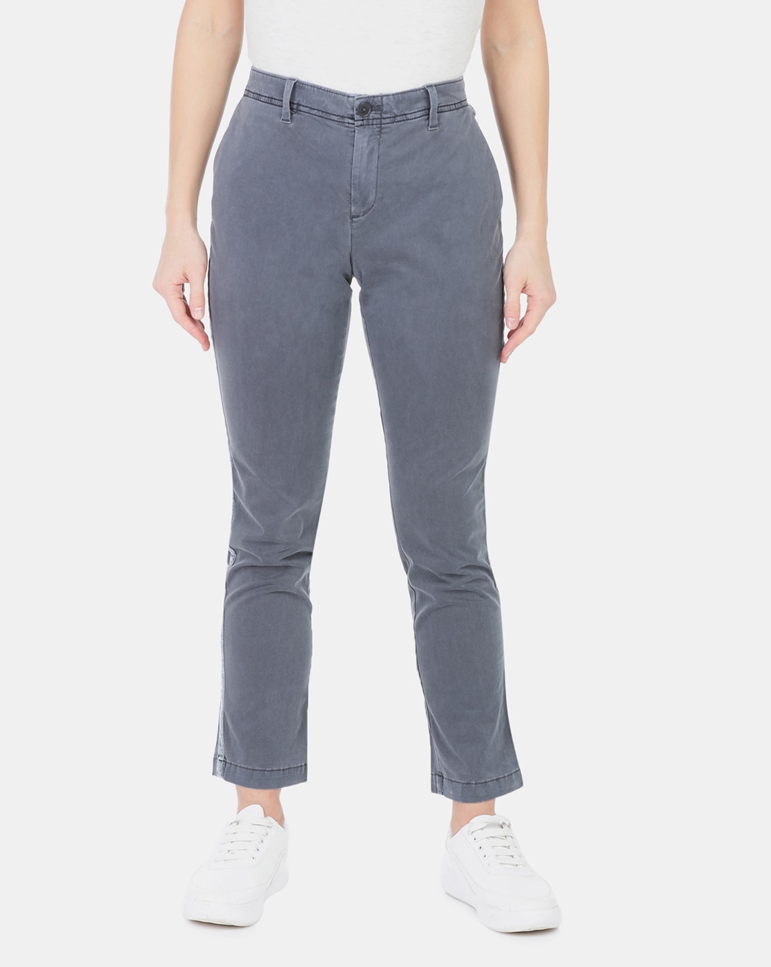 Buy GAP Blue Womens Blue Skinny Fit Ankle Length Trousers  Shoppers Stop