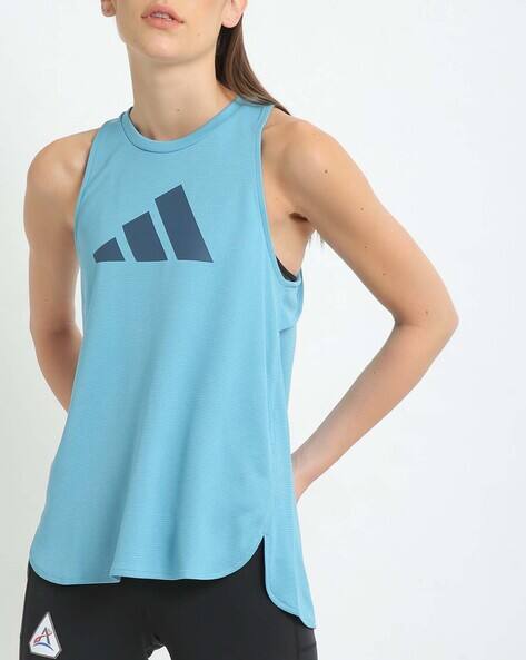 Logo Print Racer-Back Tank Top