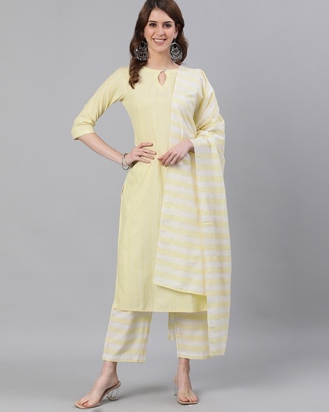 ajio yellow kurta set