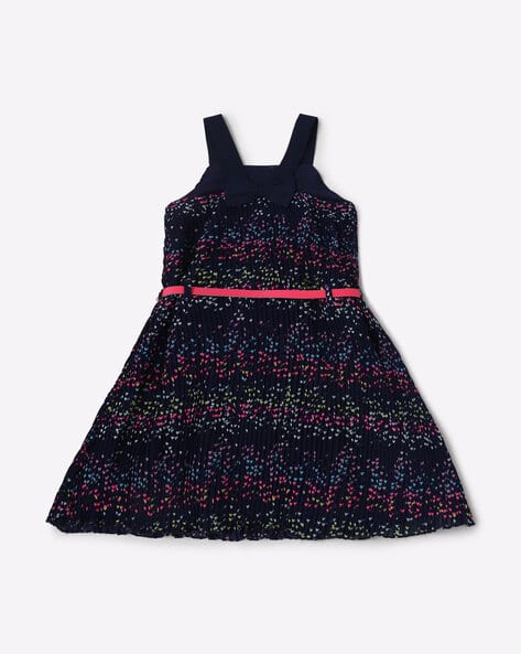Pleated A-line Dress with Belt view 2