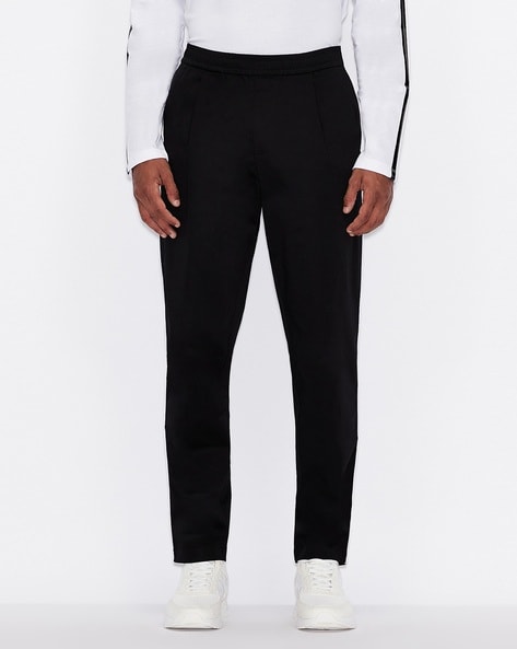 Buy EMPORIO ARMANI Flat-Front Ankle-Length Trousers | Grey Color Men | AJIO  LUXE