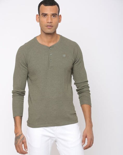Olive henley t shirt Clearance