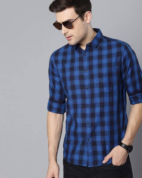 Blue shirt check pattern Clearance