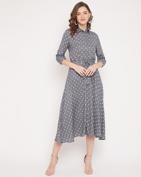 grey polka dot dress