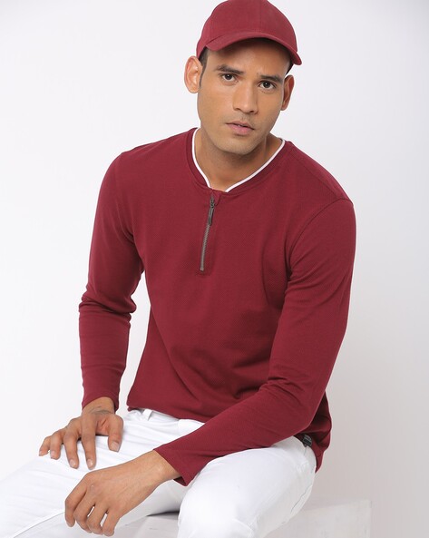 zipper henley shirt