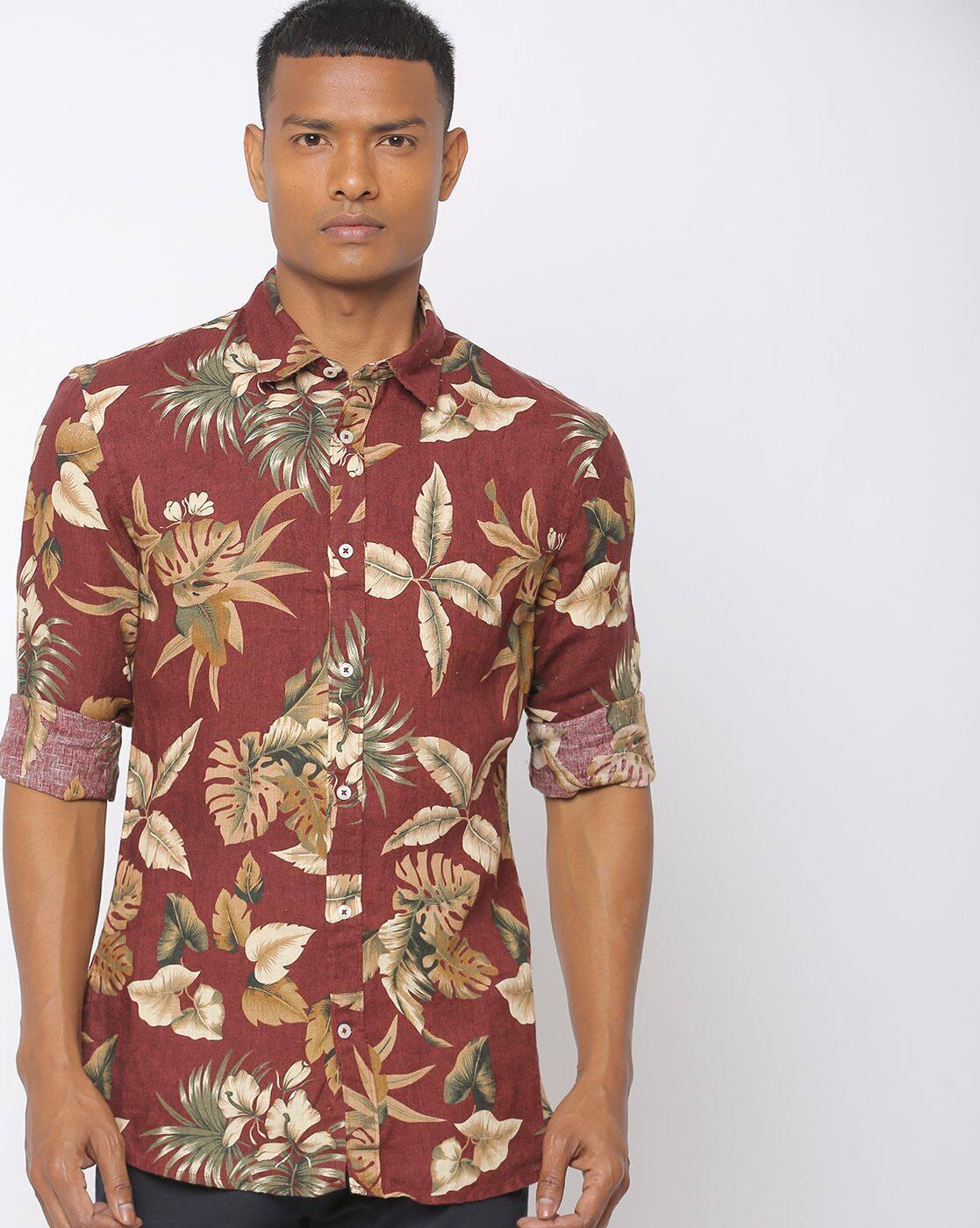 celio maroon shirt