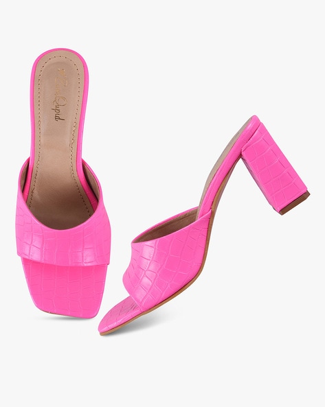 pink chunky heel sandals